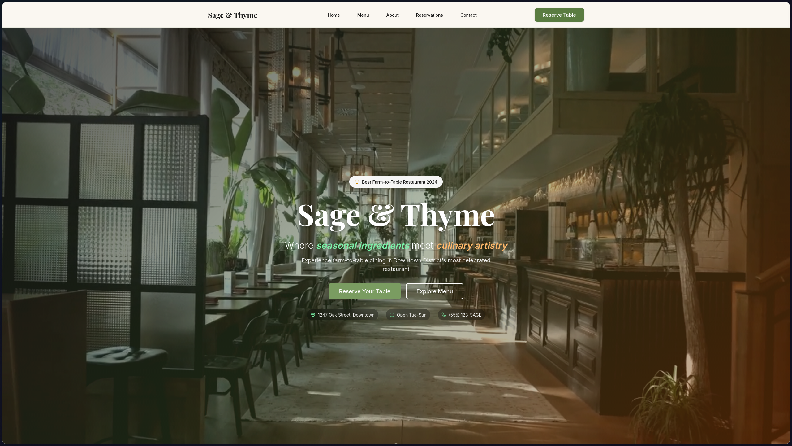 Sage & Thyme Restaurant Demo - Image 1